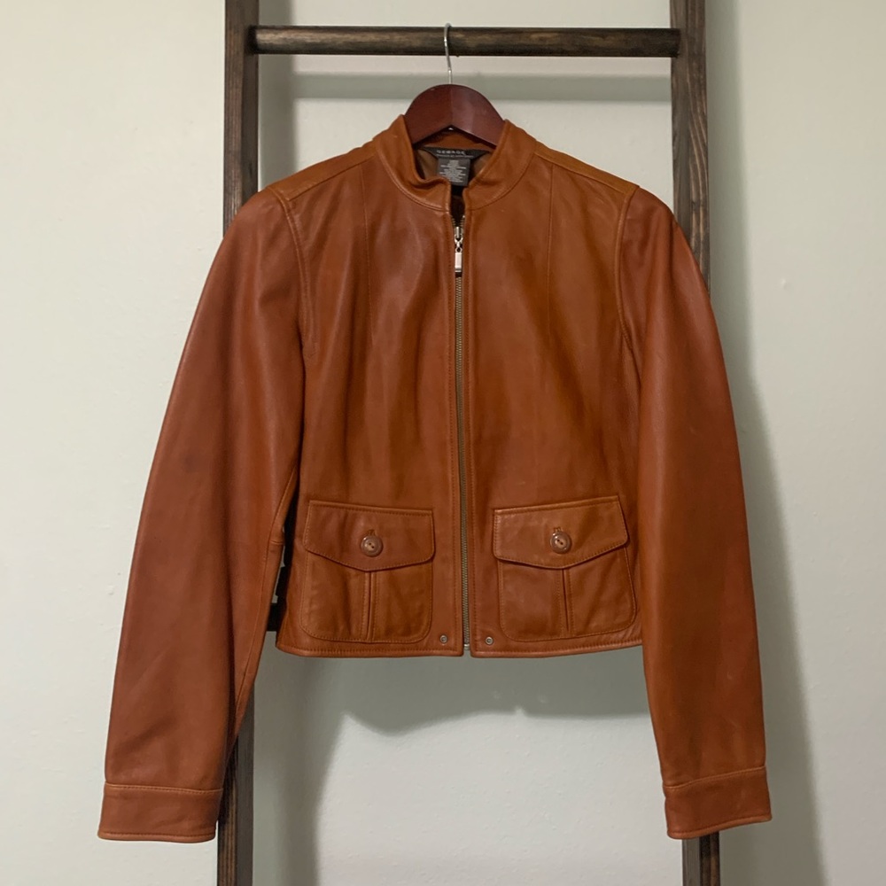Vintage George Women's Brown Leather Jacket